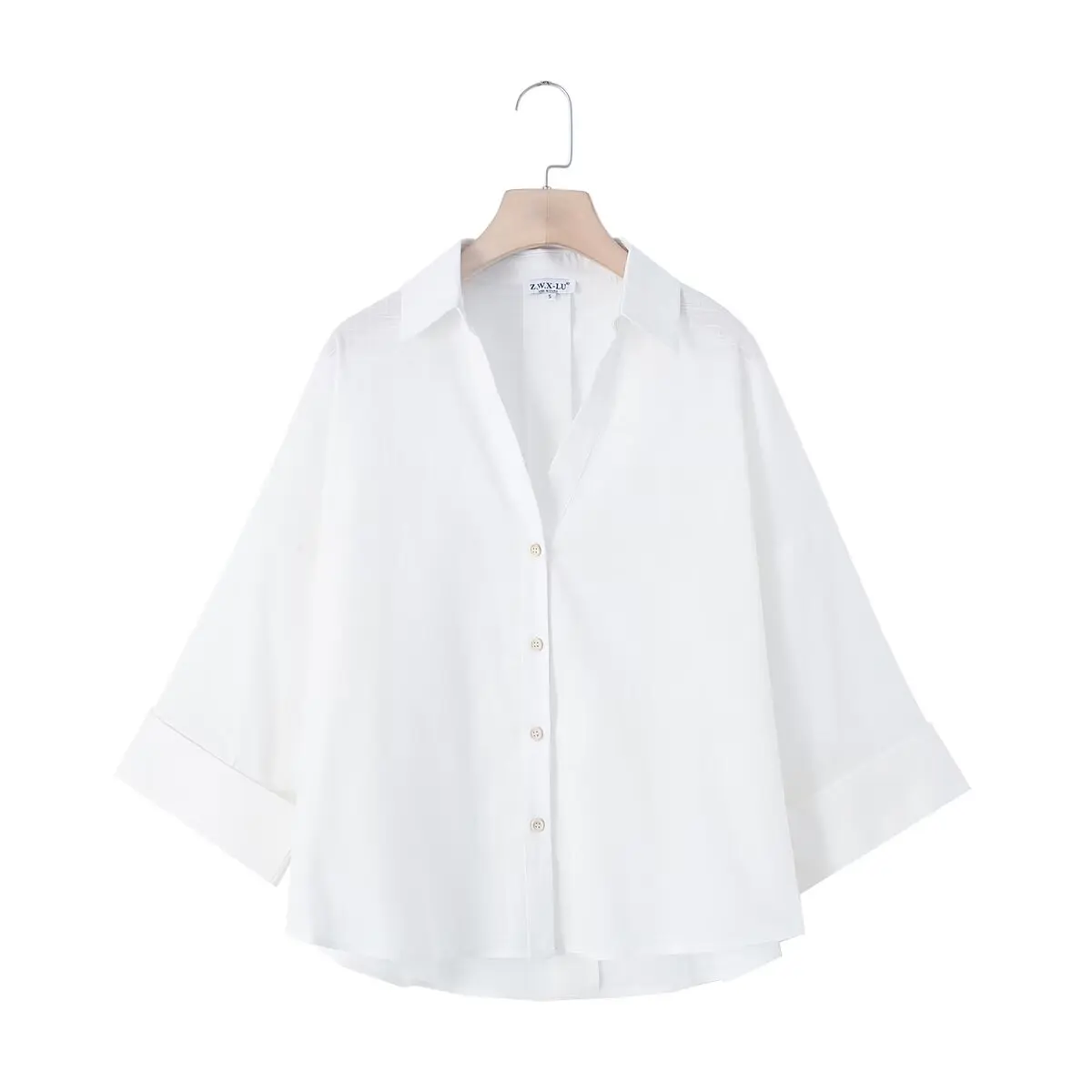 

Women's 2024 New Fashion White Loose Shirt Casual Single breasted Linen Blended Shirt Retro Long sleeved Women's Shirt Chic Top