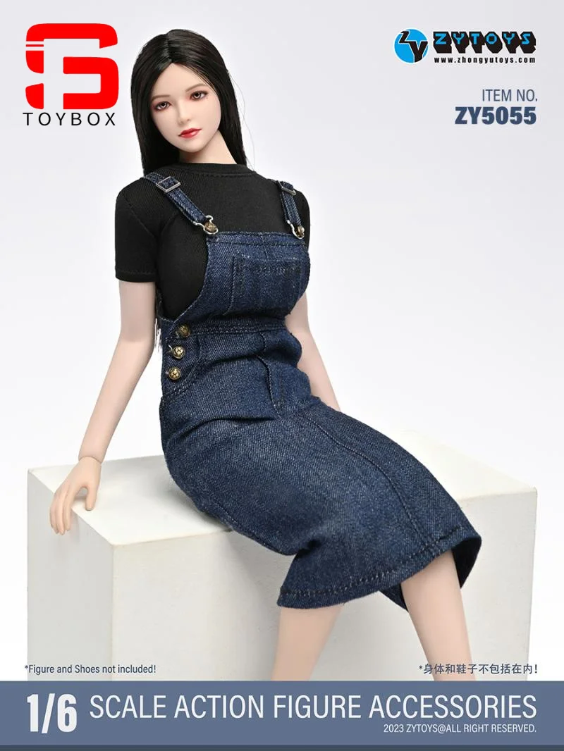 ZYTOYS ZY5054 ZY5055 1/6 mono vaquero/falda larga conjunto de camiseta modelo de ropa apto para muñecas de cuerpo de figura de acción de soldado femenino de 12 pulgadas