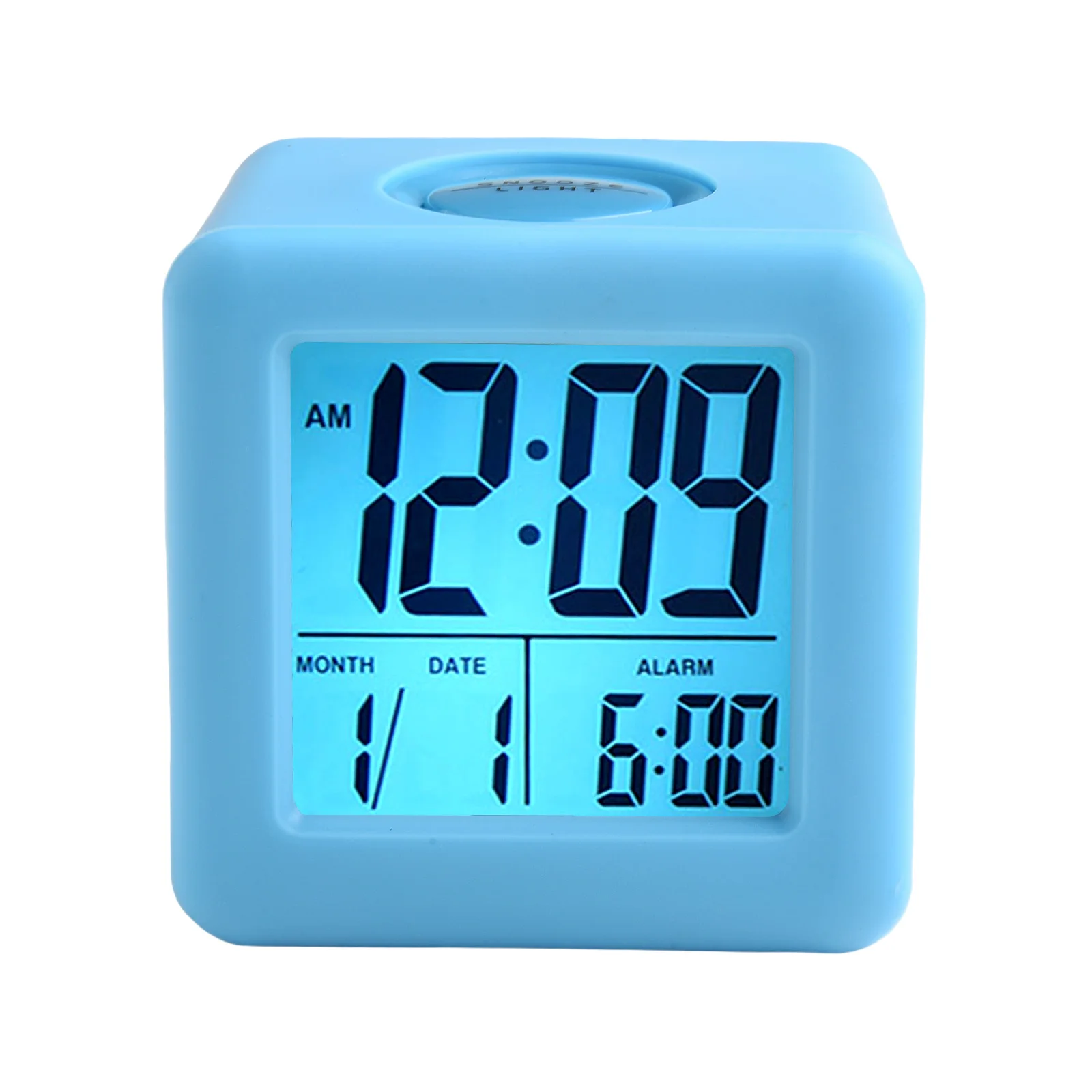 Digital Alarm Clock LCD Alarm Clock Night Stand Environmental Silicone Shell Modern Style Snooze Function For Kids For Office