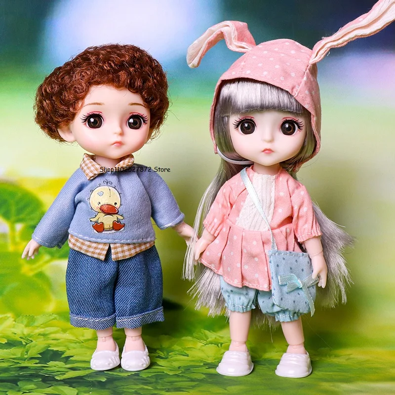 

17cm kids Dolls Full Set Bjd Dolls clothes animals rabbits Play House Dress Up dolls Toys for kids girls birthday gift Tabletop