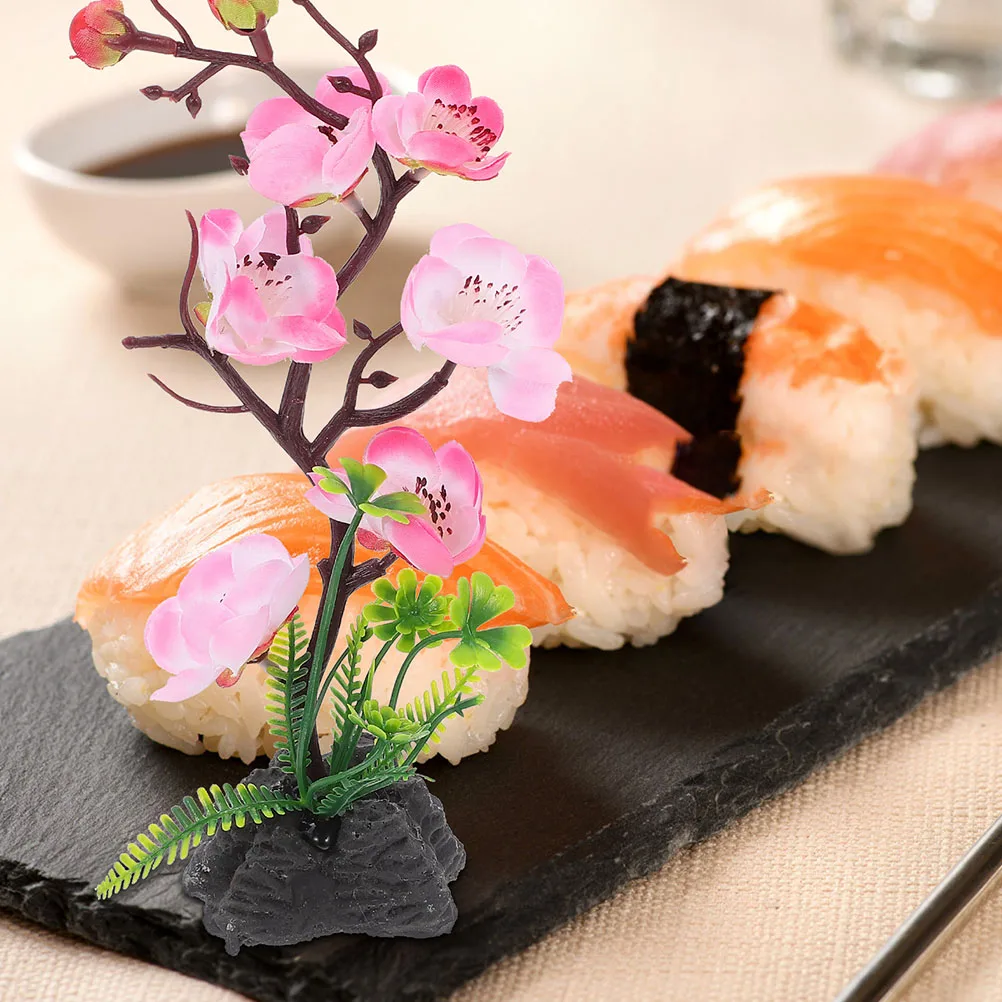 

2pcs Plate Artificial Flowers Fake Flower Ornaments Japanese Food Tray Ice Tray Decor Decor Sashimi Decoration