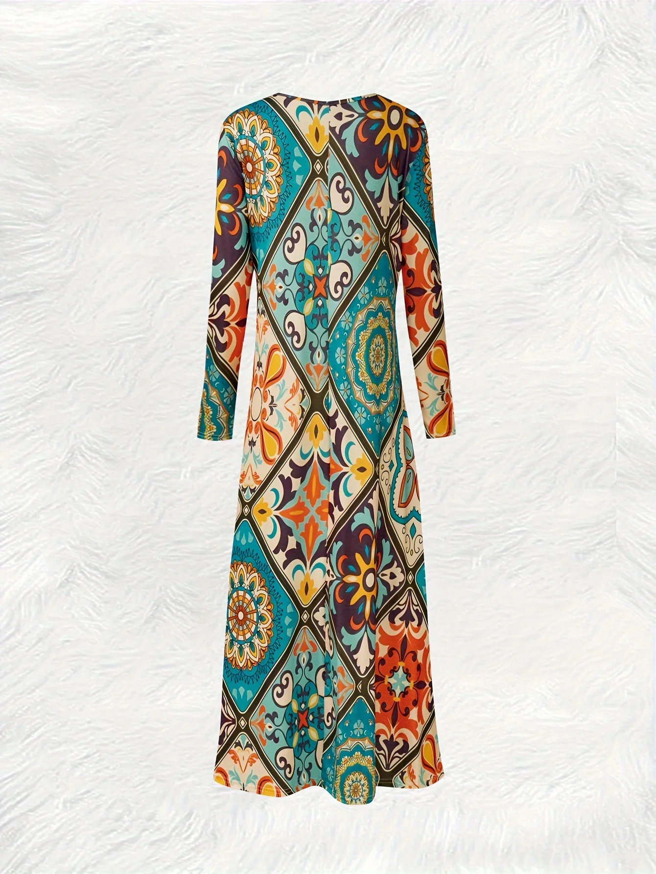 Printed Design Casual style geometric flower pattern women's dress