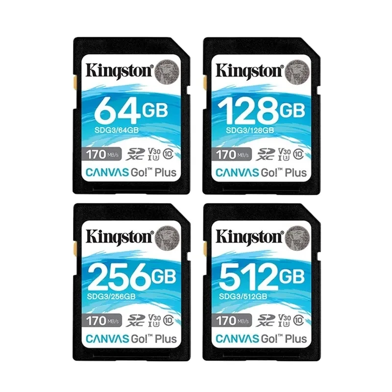 Kingston-tarjeta SD 4K de alta velocidad, memoria de 64GB, 128GB, 256GB, 512GB, hasta 170 MB/s, lectura V30 U3, tarjeta Flash C10 para cámara