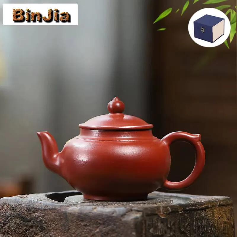 

250 мл Изысканные фиолетовые глиняные чайники Исин, горшок для красоты ручной работы, сырая руда, грязевой чайник Дахунпао, китайский чайный сервиз Zisha, посуда для рукоделия