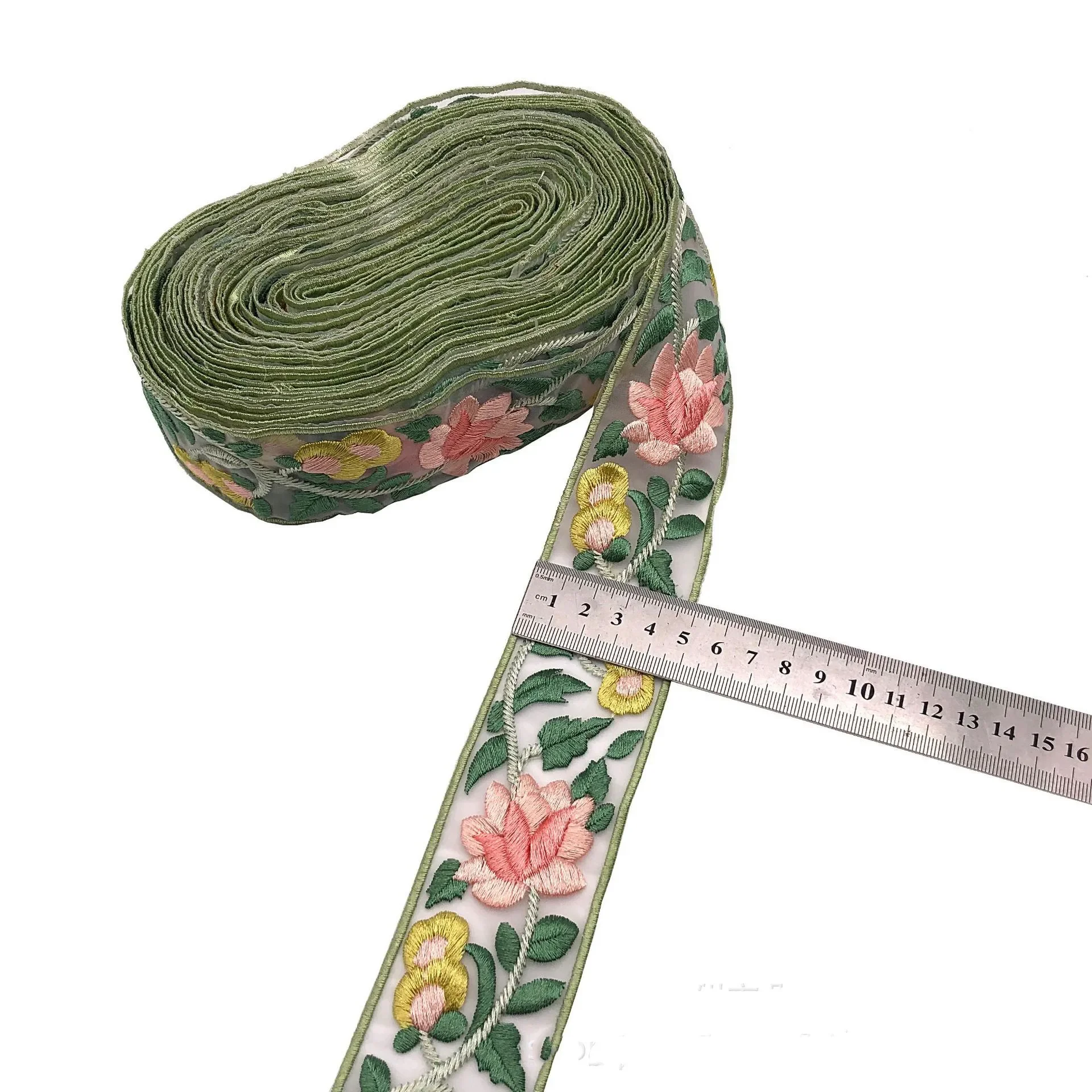 1 Yards Embroidery Ribbons Flower Lace Trims Floral DIY Apparel Swiss Sewing for Shoes Bags Headdress Craft