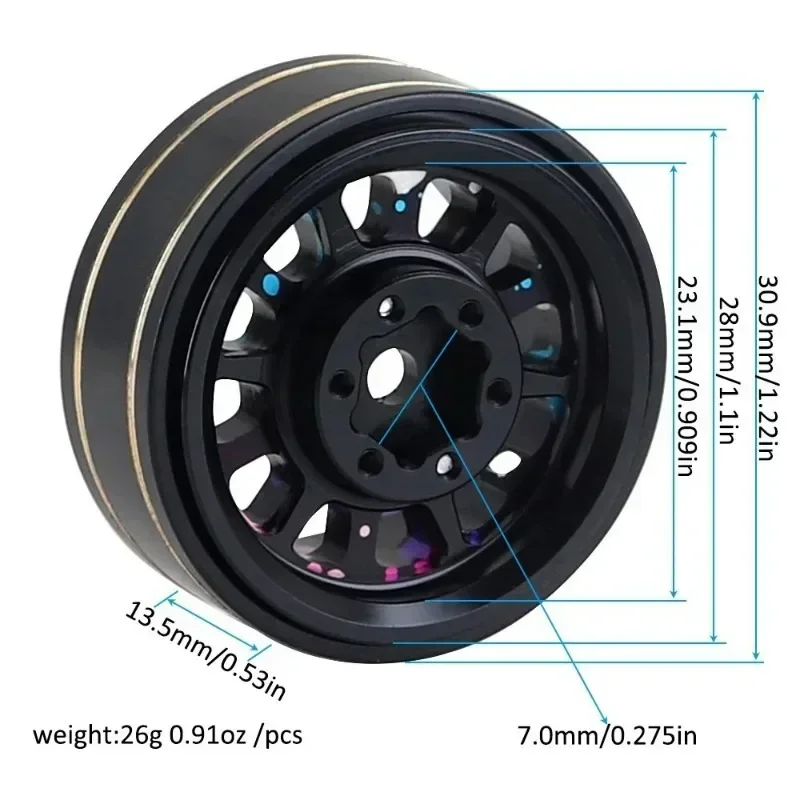 

TRXS Trx4m 1/24 Axial Scx24 Ax24 Fms Fcx24 26g Colorful Aluminum+brass 1.1" Beadlock Wheel Rims For 1/18 Rc Crawler Car ﻿