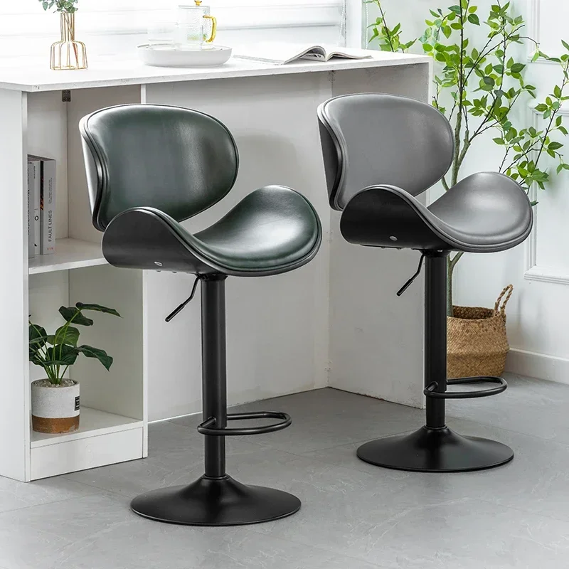 Leather Wipeable Dining Chairs Designer Waterproof Vanity Lazy Dining Chairs Single Unique Taburete Alto Lounge Suite Furniture image 2