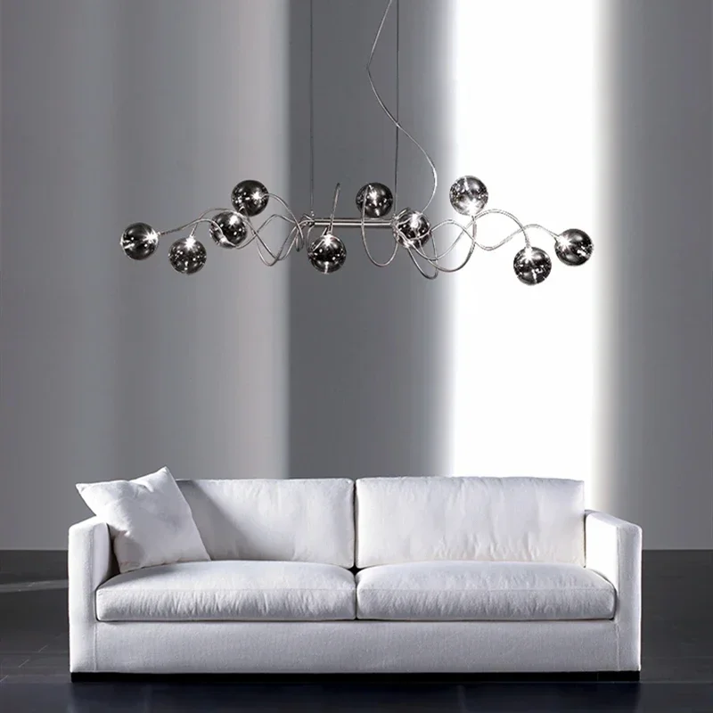 الشمال متعددة رؤساء ماجيك فول قلادة مصباح للمطبخ الطعام غرفة نوم كروم الجسم الثريا اثنين من ظلال الزجاج المتاحة