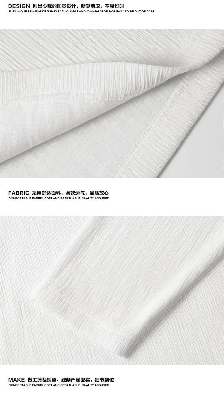Herren-Herbstbluse mit V-Ausschnitt, langen Ärmeln, gecrinkeltem, luftigem, strukturiertem Stoff und abgerundetem Saum für Outdoor-Reisen im passenden Stil. – Detail 9