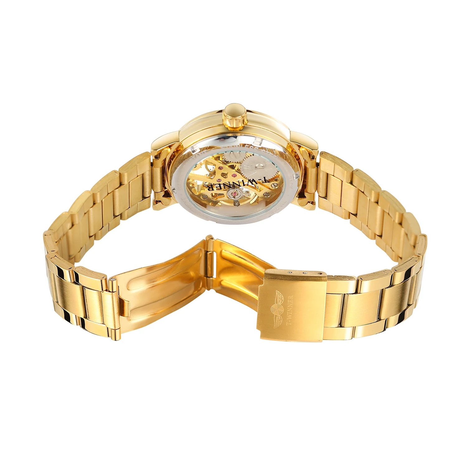 T-WINNER Jam Tangan Mekanis Kerangka Wanita Bermerek Mewah Jam Tangan Bezel Angka Romawi Jam Wanita Modis Baja Tahan Karat