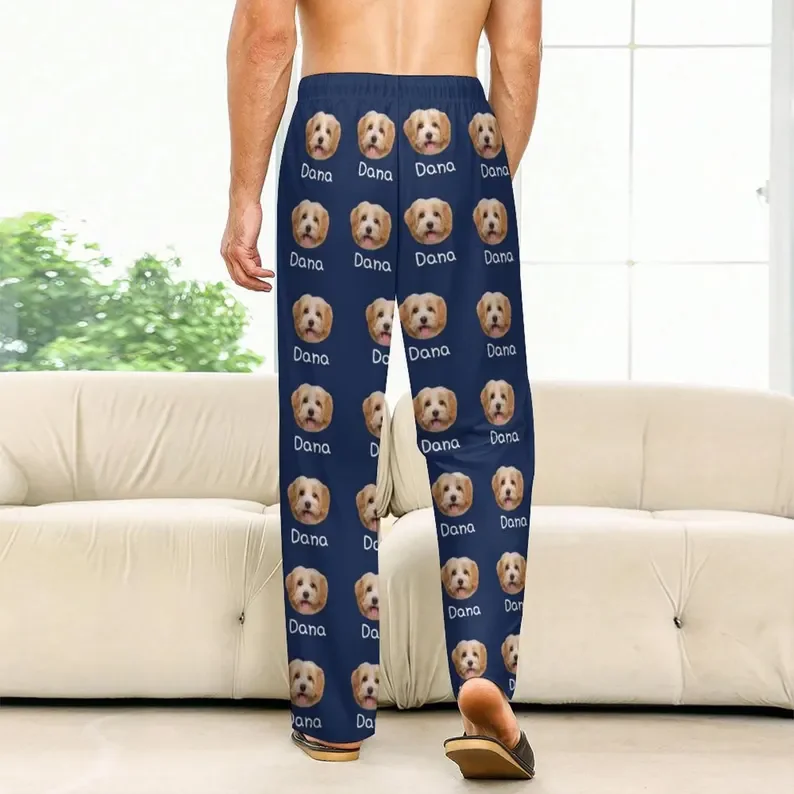 Custom Dog Cat Pet Face Pajama Pants with Name Faces Pajamas Women Pajama Pants Personalized Pajamas with Face Custom Portrait