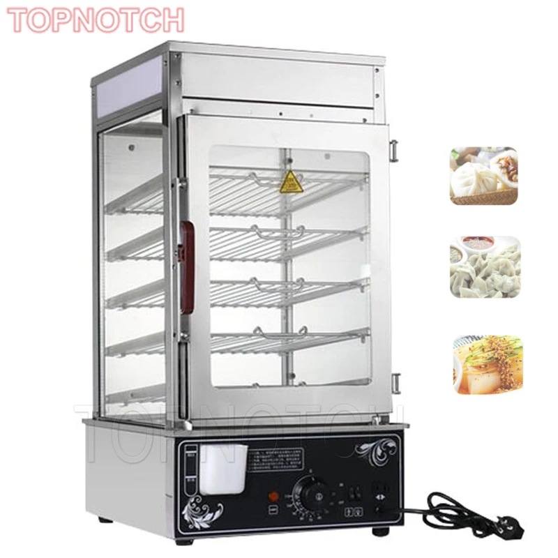 Elétrica Aço Inoxidável Mesa Base Bun Steamer, Máquina De Vapor, Aquecedor De Alimentos, Steamer, Aparelhos De Cozinha Comercial, 220V, Pão, Gabinete