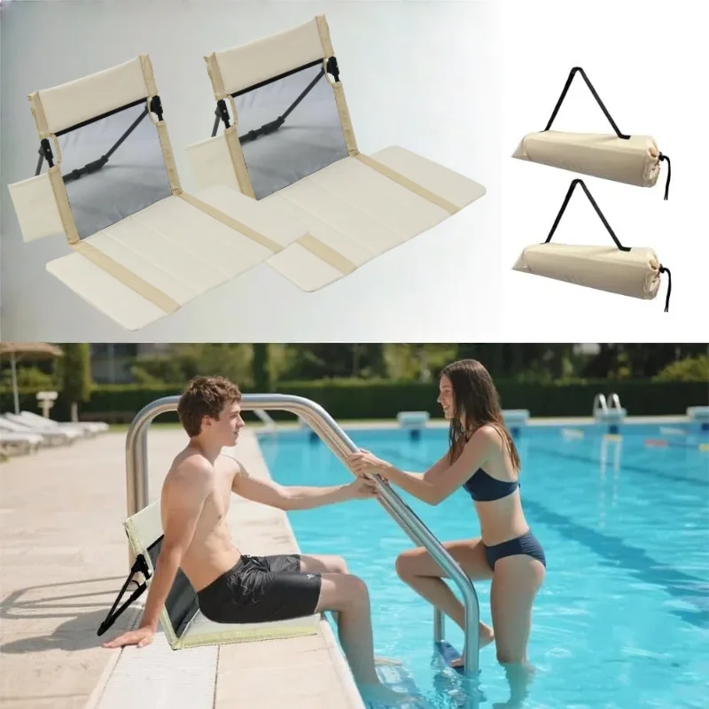 

Ultralight Foldable Lounge Chair - Breathable Mesh Backrest with Pouch & Bottle Holder Compact for Swimming Pool Picnic Outdoor