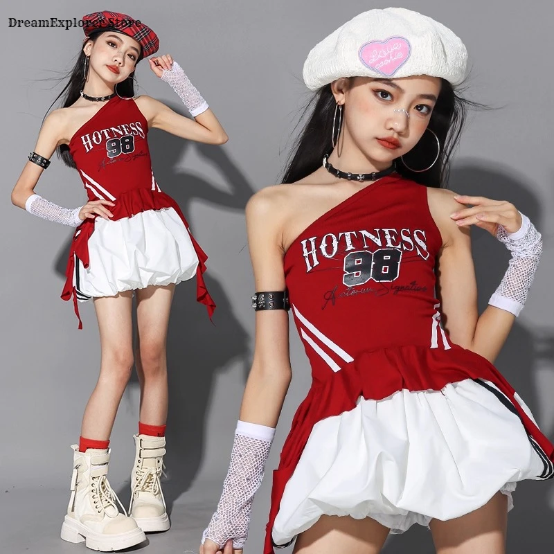 الفتيات الهيب هوب الحلو المحاصيل الأعلى نفخة التنانير البضائع السراويل الطفل الشارع الشهير فتاة مجموعة ازياء الاطفال K-pop شارع الرقص الملابس مجموعات #6