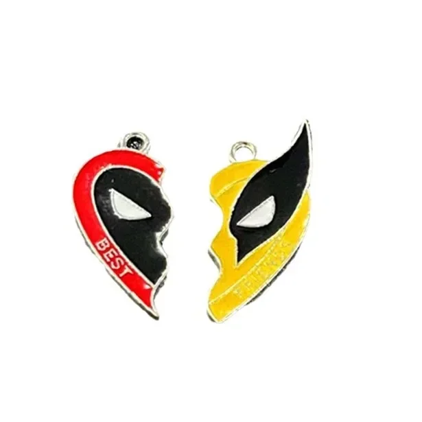 Disney Deadpool & Wolverine Best Friends Charm Pendant Necklace Keychain DIY Handmade Keychain Necklace Cute Earring Accessories