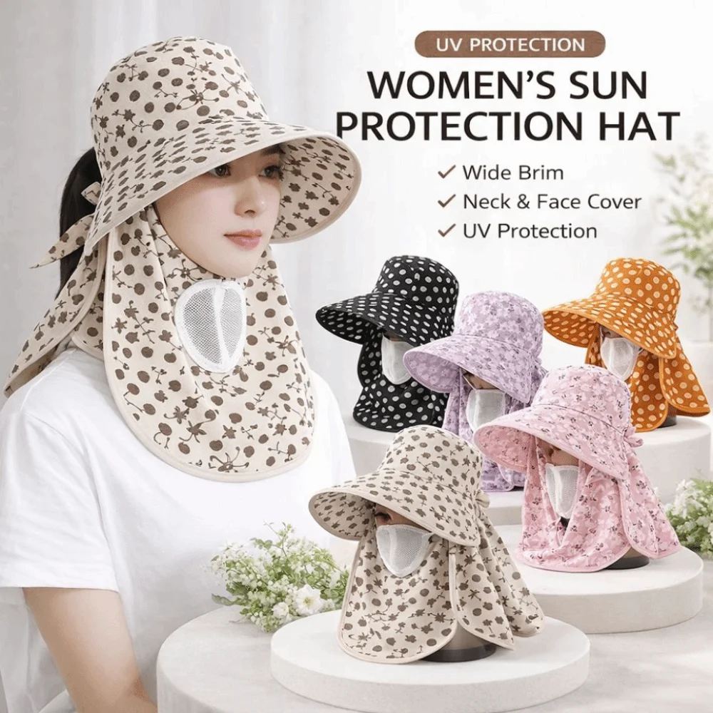 

Wide Brim Face Mask Sun Hat UV Protection Breathable Tea Picking Work Hat Lightweight Full Wrap Fisherman's Hat Summer Outdoor