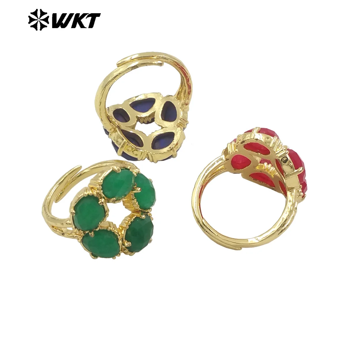 WT-R528   WKT 2024  New Style Flower Natural Gemstone Ring  Women Beautiful Adjustable Women Wedding Anniversary Hot Gift