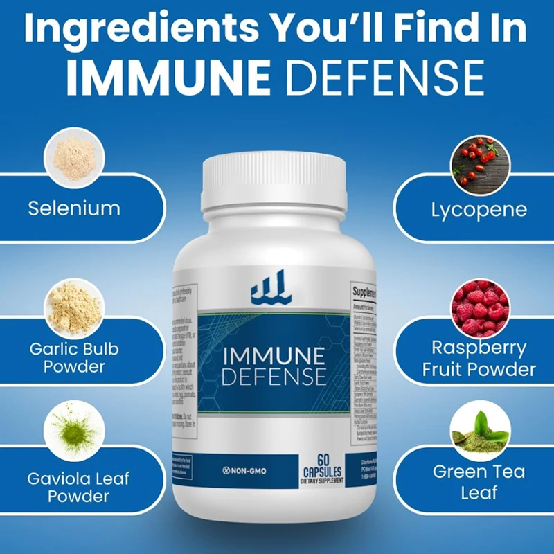 Immune defense | Enhance immune health with an effective mixture of Graviola leaves, raspberry fruit, turmeric, and garlic