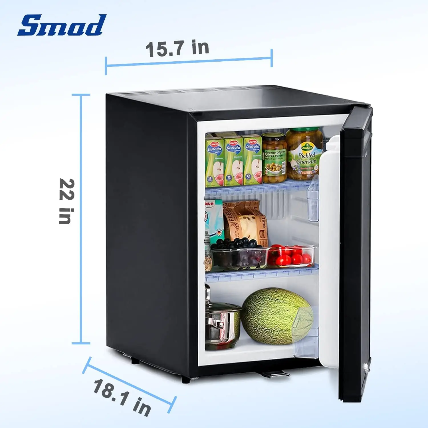 Smad Compact No Noise Absorção Mini refrigerador com trava, refrigerador silencioso, caminhão, preto, 40L, 110V, 12V, 1.4 cu.ft