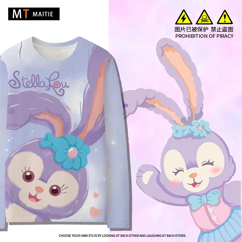 Disney Star Delu Co branded Short Sleeve T-shirt for Girls 2023 New Cartoon Anime Surrounding Clothes for Girls Autumn