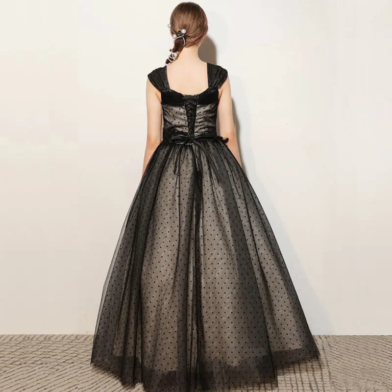 Meisjes vierkante hals gevlekte mesh parel kralen tienerjurk prinsessenjurk festivaljurk trouwjurk/aangepast