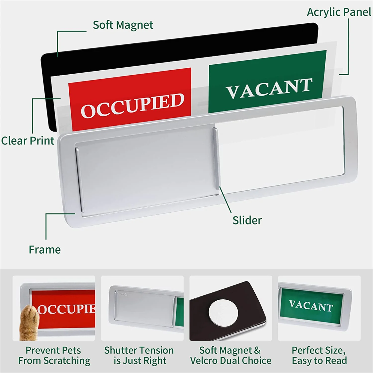 1pcs Door Privacy Sign Vacant Occupied Sign Do Not Disturb Sign Room Available or Not for Home Office Restroom Conference Toilet