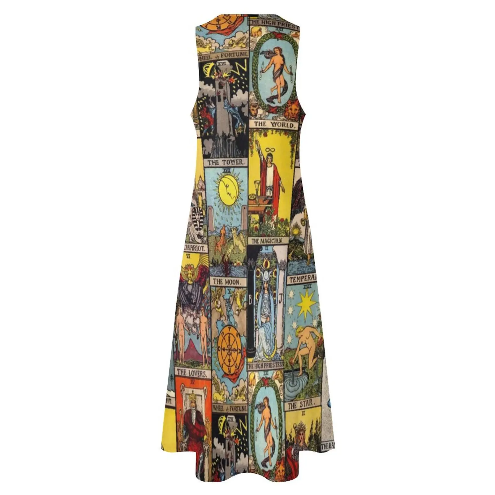 Vestido Vintage de Luna para primavera, ropa de calle con Collage de arte de Tarot, vestidos largos informales, vestido Maxi elegante con patrón de mujer, talla grande 4XL 5XL