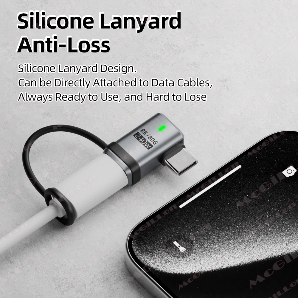 USB4 V2 90 Degree Type C Angle Adapter 120Gbps Thunderbolt 5 4 3 Elbow Adapter 240W USB-C Cable Connector 80Gbps for MacBook Air