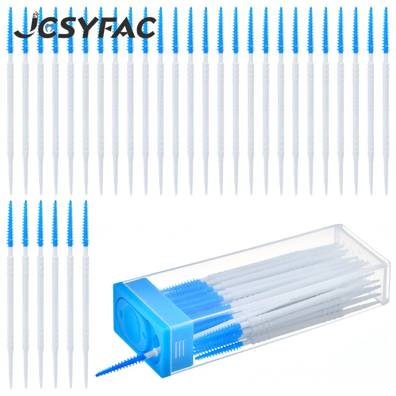 

50pcs Disposable Double-end Interdental Brush Clean Between Teeth Extended Massage Silicone Toothpicks Brush