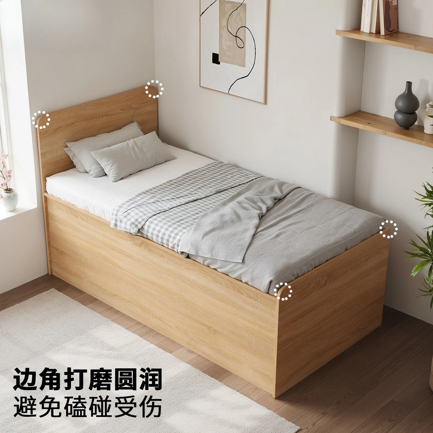 Solid wood simple small apartment air pressure bed 60cm high box storage bed half high bed can be single