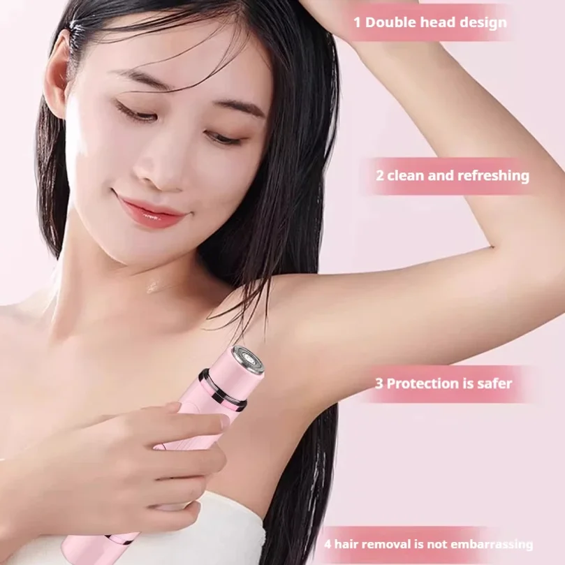 Dual Head 2 IN 1 Women Electric Shaver Hair Trimmer Portable Female Epilator for Underarm Arm Leg Bikini Intimate Hair Grooming