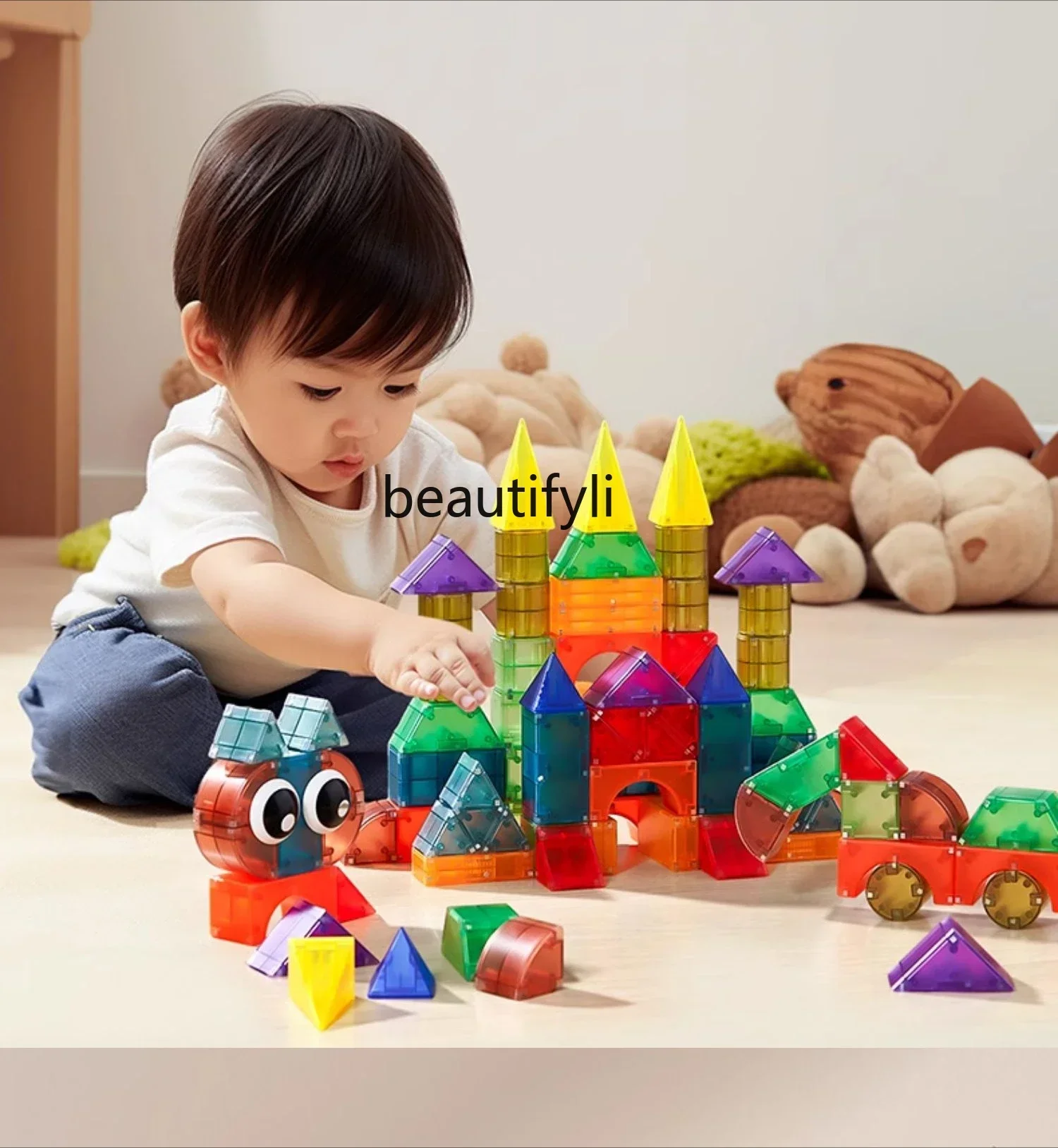 Früherziehungsspielzeug für Kinder, magnetischer Baustein, große Partikel, Kindermontage, Puzzle, Geschenk