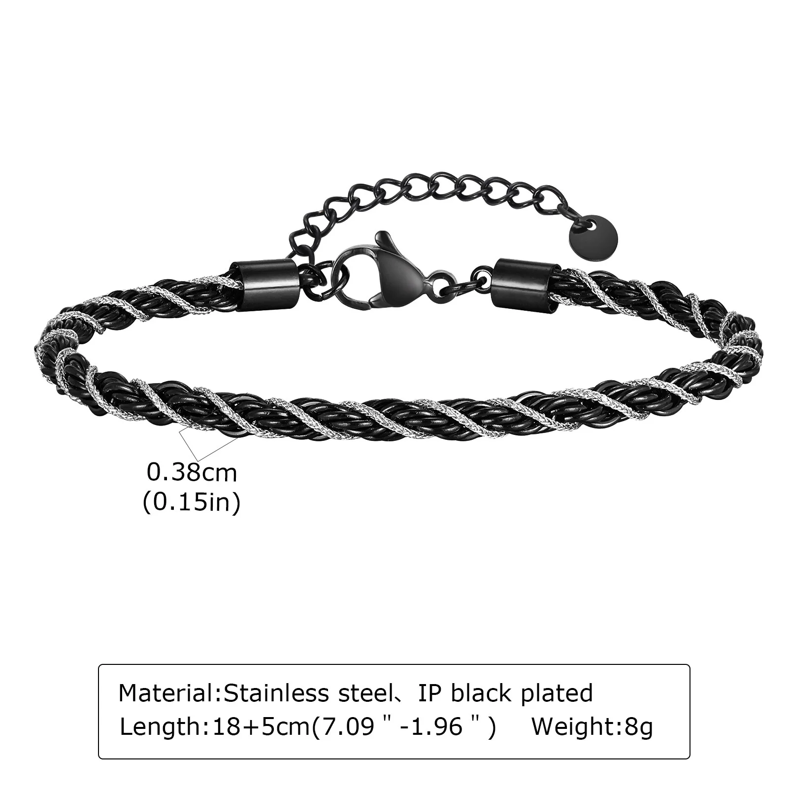 Vnox schwarzes Edelstahlarmband für Herren, Punk-Armband mit gemischten Kettengliedern, verstellbares Pulseira-Armband für Herren, Hip-Hop-Schmuck, Geschenk