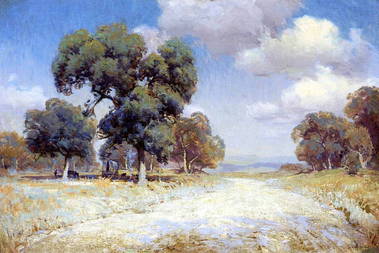 100%Handmade Oil Painting Reproduction,Landscape with Coreopsis by Robert Julian Onderdonk,unframed