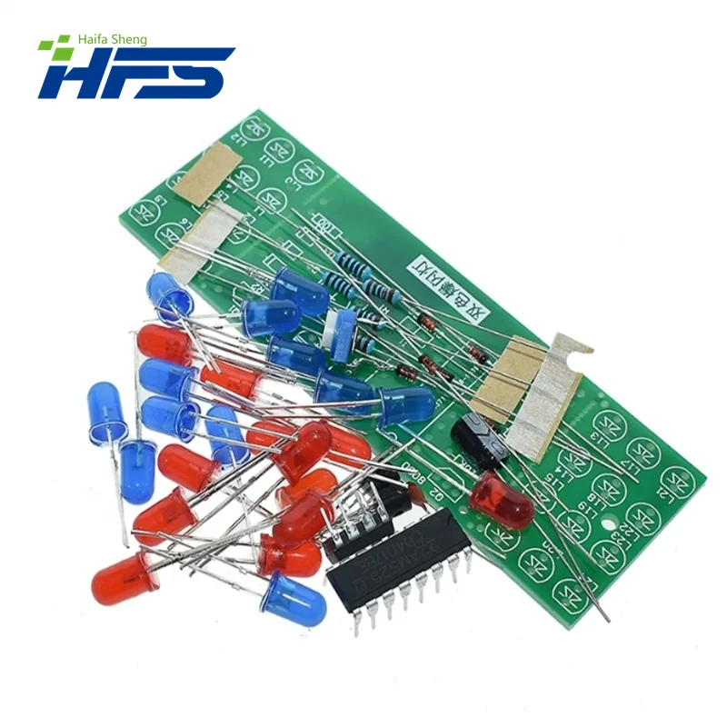Red Blue Double Color Flashing Lights DIY Kit Strobe NE555 + CD4017 Electronic Practice Learning Kits Suite Parts Gift