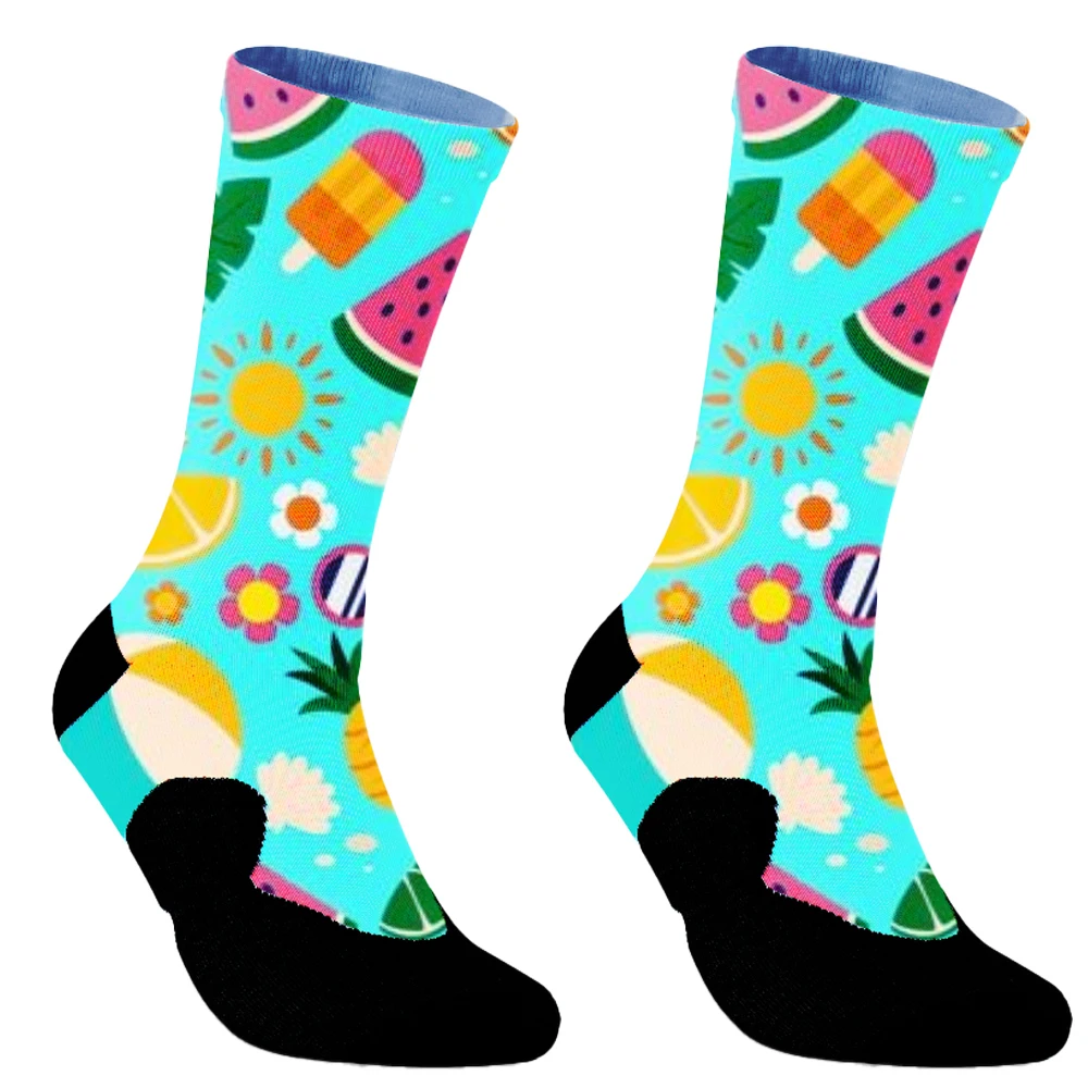 New Men's Mid tube Tidal Socks Tidal Brand Spring and Autumn Cotton Socks Fashion Weather Fruit Leaf Oil Painting Series