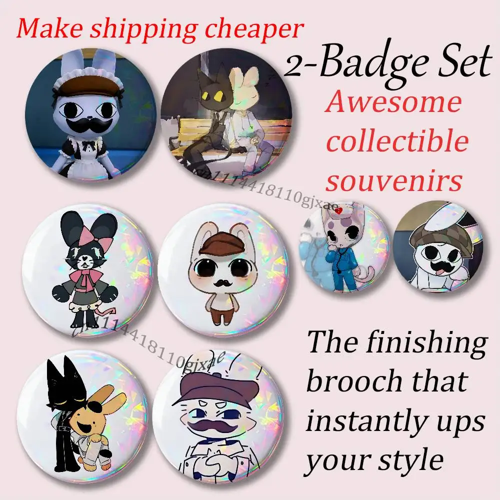 A-Animal Hospital Anomaly Brooches for Backpack Accessories 25,32,44,58,75mm Round Enamel Pins 2-piece set Cartoon Anime Badge