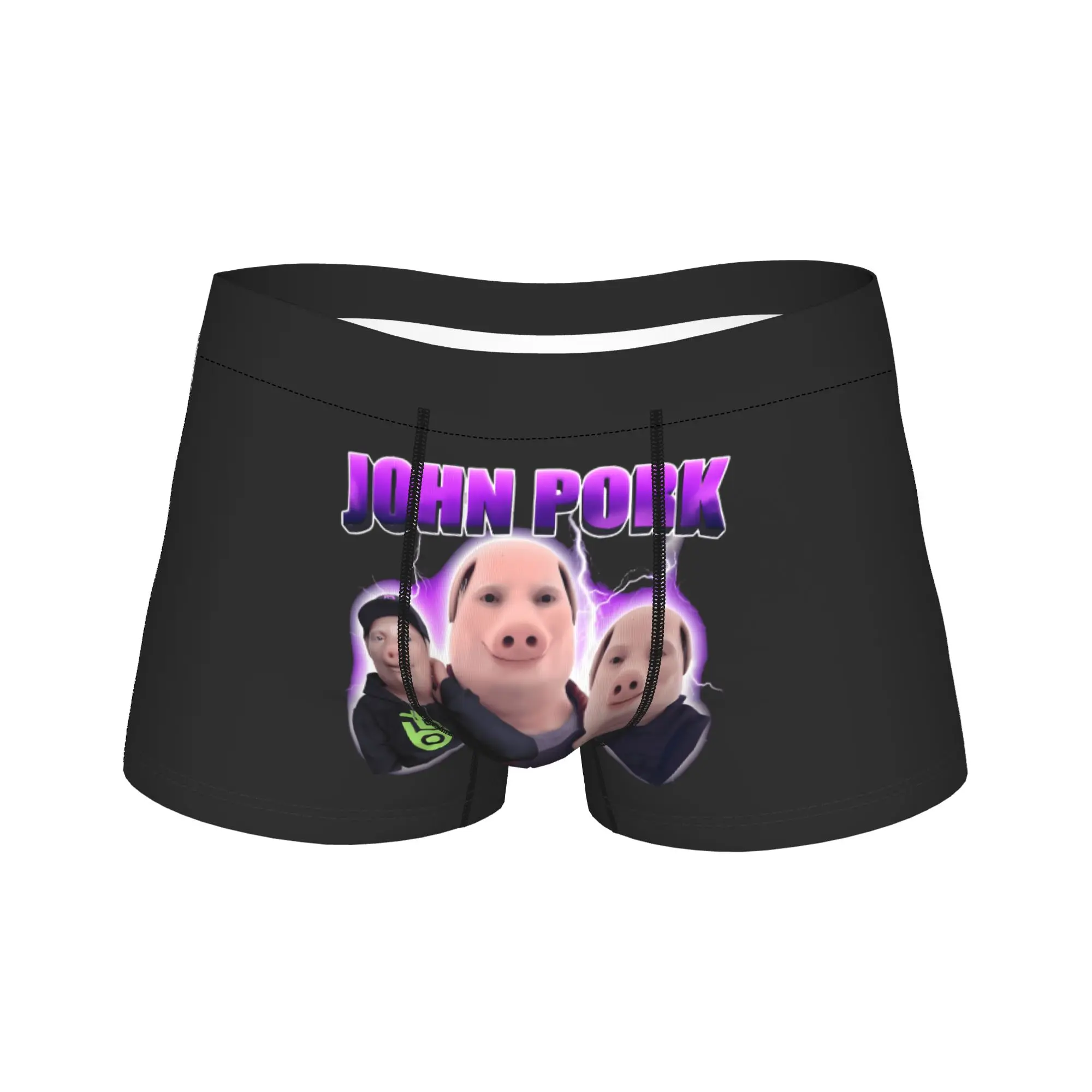 John Pork Pig Meme Underwear  Elastic Underpants Custom DIY Boxer Brief For Men 3D Pouch Plus Size Boxershorts