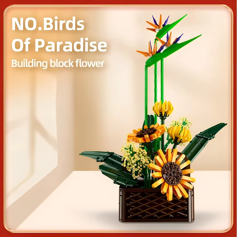 MOULD KING The 10024 Birds Of Paradise Building Blocks Flower Bouquet Rose Bricks Puzzle Assembly Toys Christmas Gift For Kids