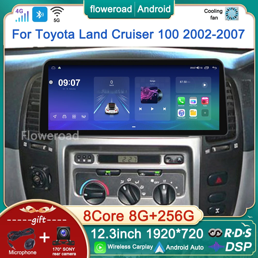 

12.3'' Android Car Radio For Lexus LX470 J100 2 2002-2007 For Toyota Land Cruiser LC 100 2002-2007 Multimedia Player GPS Carplay