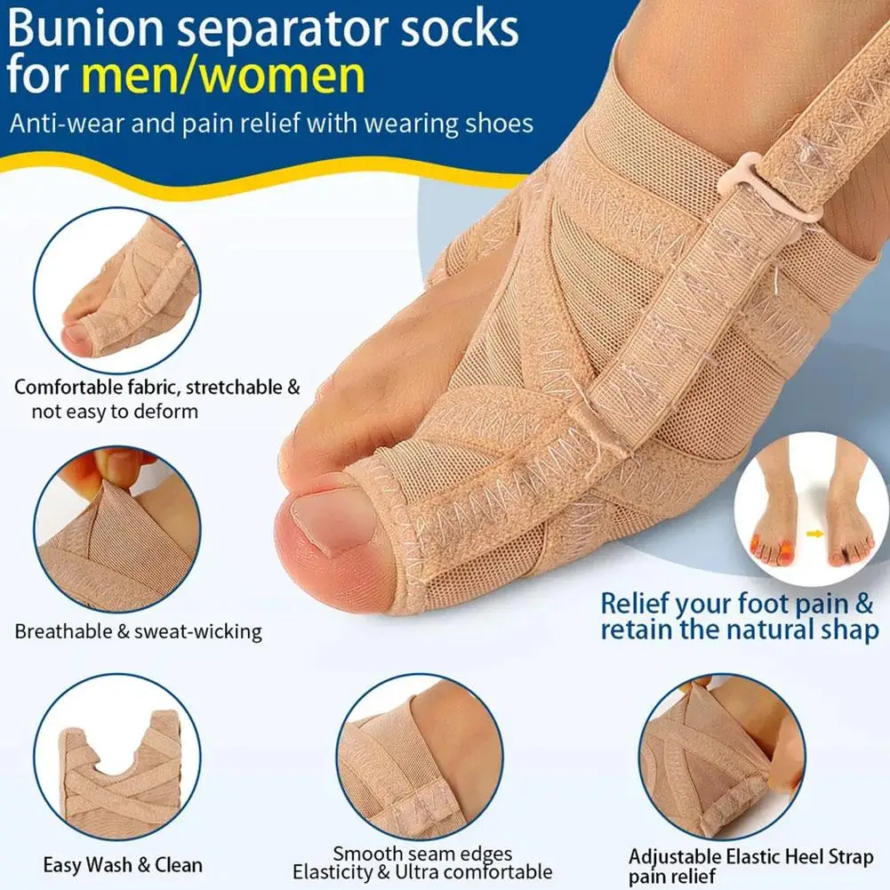 Orthotic Bunion Corrector Toe Separator Pedicure Sock For Hallux Valgus With Bone Thumb Adjuster For Feet Alignment