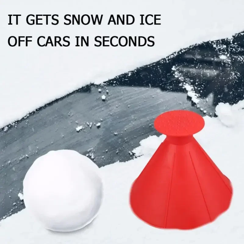 Car Ice Scraper Winter Auto Car Magic Window Windshield Shaped Funnel Snow Remover Deicer Cone Tool Scrap A Round Windows Clean