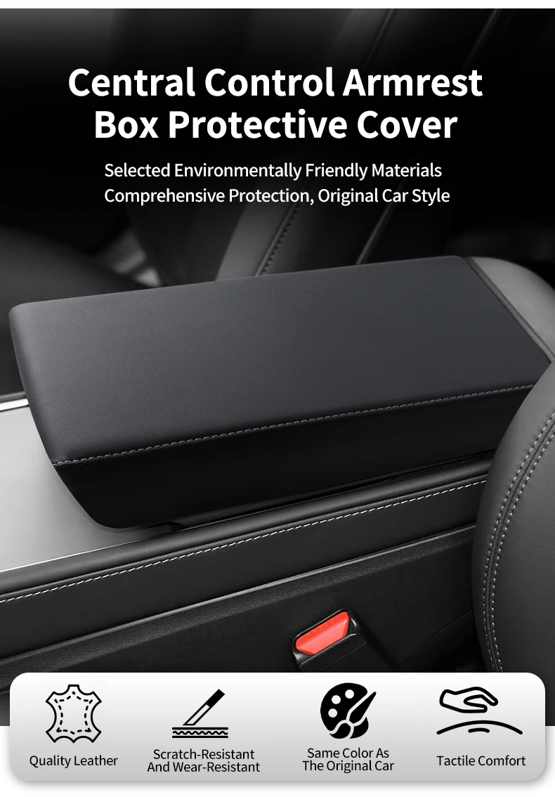 Mittelkonsolen-Armlehnenauflage für Tesla Model 3 Highland / Model Y Juniper ABS Armlehnenbox-Schutzabdeckung Autozubehör – Detail 3
