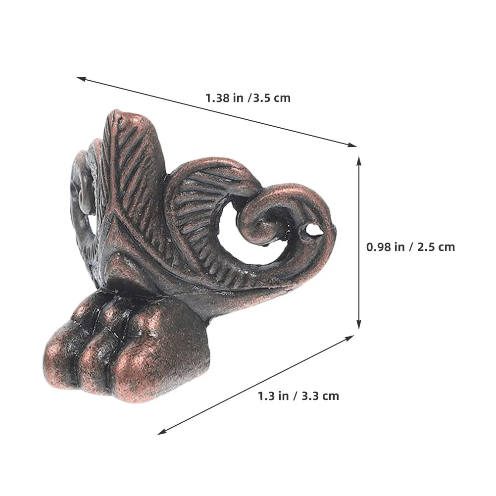 6Pcs Vintage Zinc Alloy Wood Box Decorative Retro Furniture Feet Corner Legs Jewelry Treasure Chests Cabinets Support