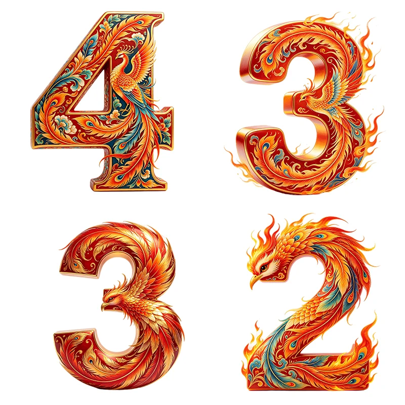 Three Ratels CAB109 Flame Phoenix Pattern Digital 2/3/4 Art Stickers for Home Decoration Computer decal motor car decals