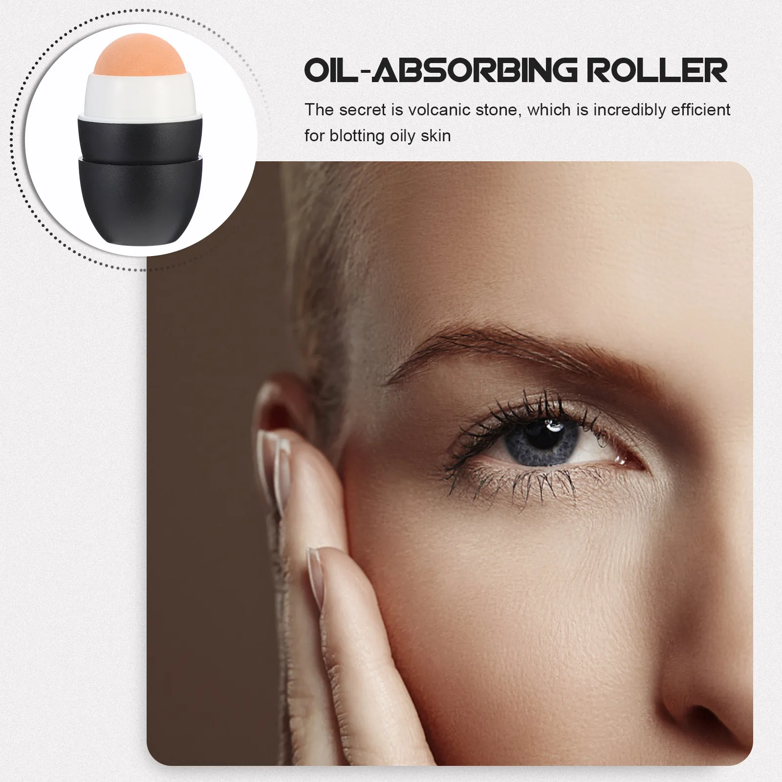 

Oil Absorbing Volcanic Stone Face Roller Reusable Skin Care Massager for Rapid Oil Control and Face Anytime Use