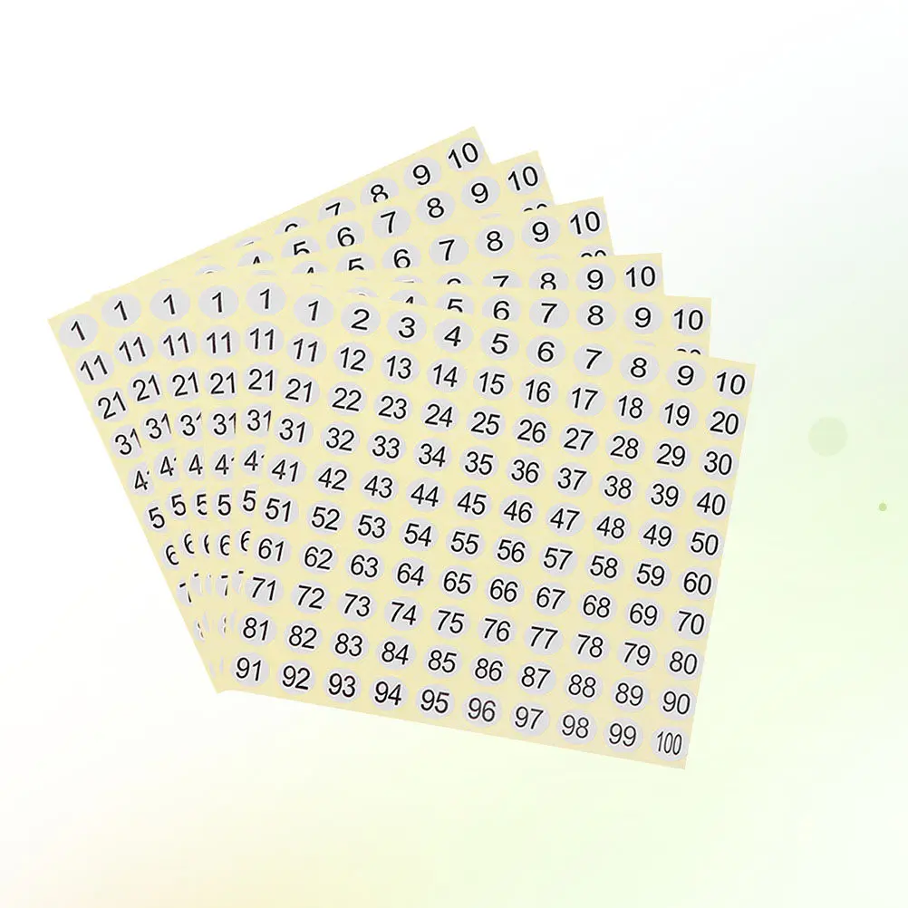 Number Stickers 1 to 100 30 Sheets Self Adhesive Arabic Numeral Labels for Math Crafts Classroom Teaching