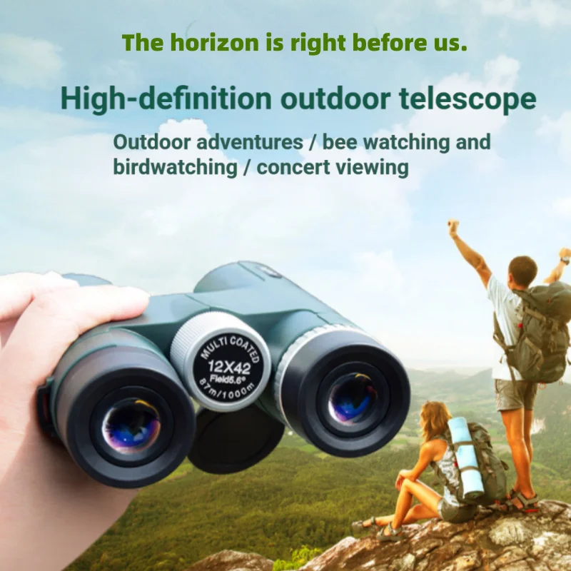 12X42 HD Binoculars with BAK4 Prism Portable Binoculars with Phone Adapter Can Connect to Your Phone Great for Camping and Trave