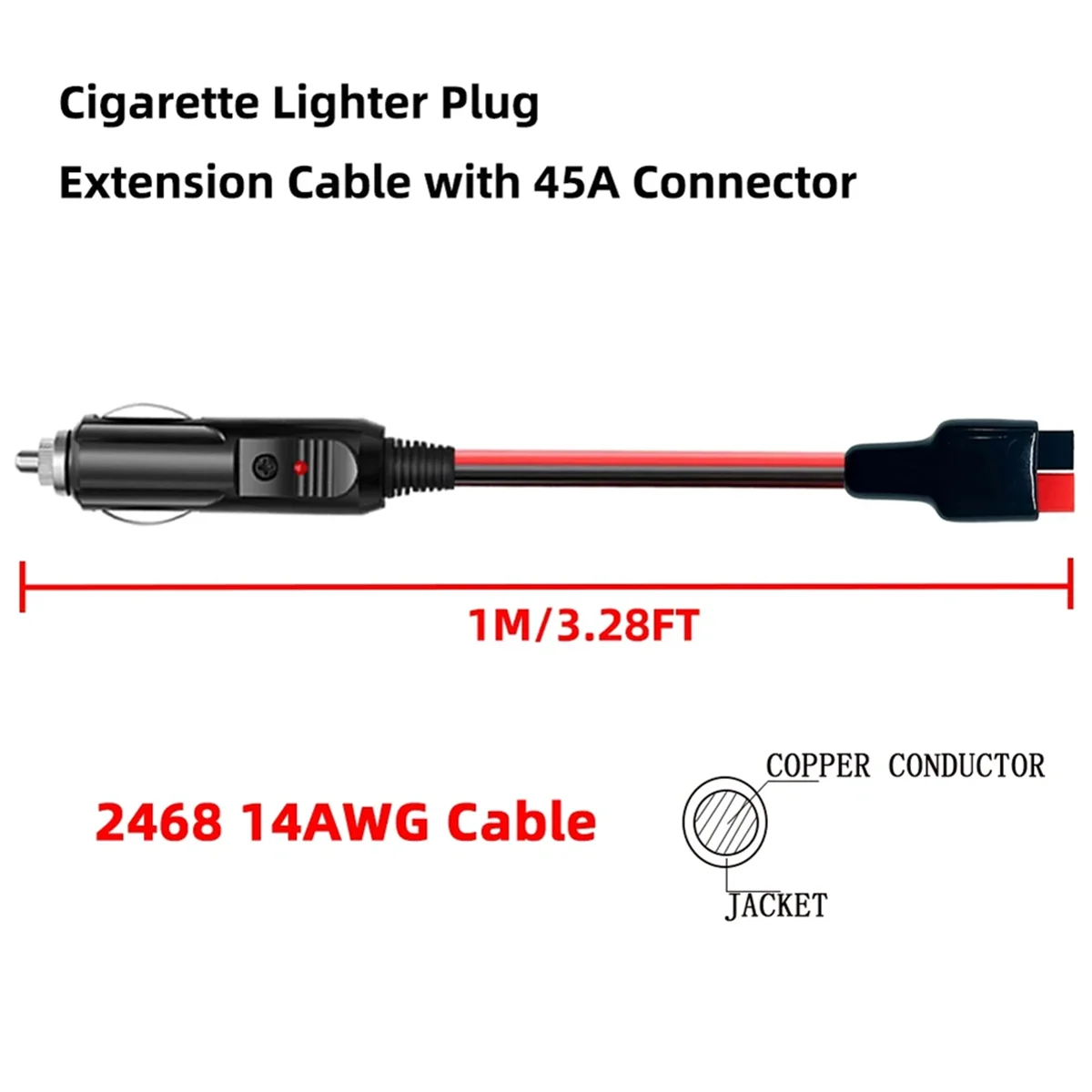 Зажигалка с удлинительным кабелем 45 а 14AWG адаптер для зарядки аккумулятора для порта Андерсон 1 м