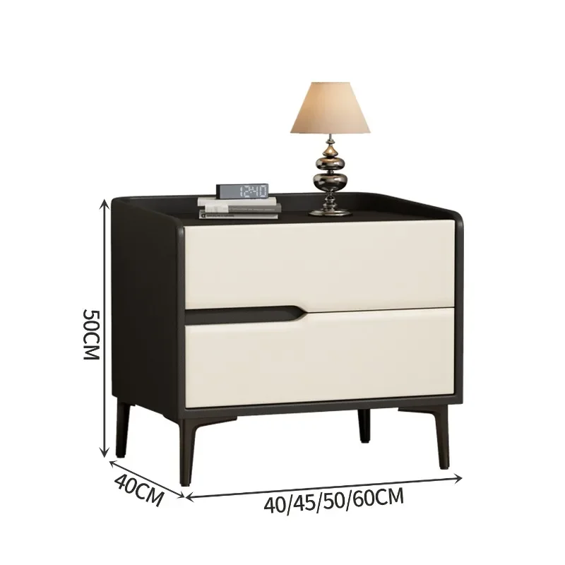 olid wood bedside table minimalist Italian light luxury Internet celebrity high sense bedroom stroke storage cabinet